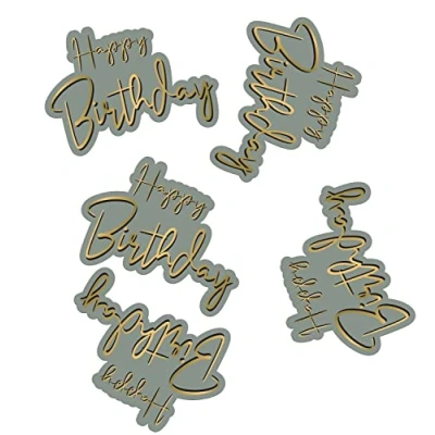 Imagen de Folat B.V. 68491 Golden Dawn Confeti de Mesa Happy Birthday Gris Oro 45 piezas Confetti para Fiestas, ideal decorar cumpleaños, color, 5 cm