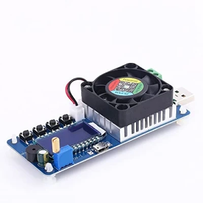 Imagen de Probador de carga electrónica CC, módulo prueba USB 35 W 5 A con ventilador CPU descarga, corriente voltaje, pantalla capacidad