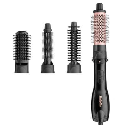 Imagen de Cepillo de aire Smooth Finish 1200 BaByliss con 4 accesorios, para agregar volumen, moldear y alisar, 3 ajustes temperatura, tecnología iónica, AS122E.