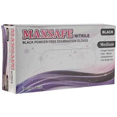 Imagen de Maxsafe Nitryl Gloves Size M #Black 100 Pz 110 g