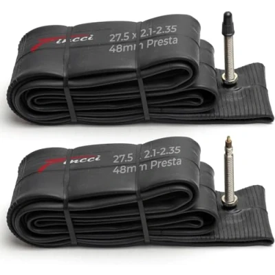 Imagen de Fincci Cámara Bicicleta 27’5 Par Cámaras de Aire 27,5 x 2.1 2.35 Pulgadas Válvula Presta 48mm para MTB, Montaña Hibrido Carretera Bici Paquete 2 componentes Ciclismo