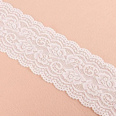 Imagen de Yulakes cinta elástica de encaje 4,5 m en blanco y negro, decorativa con flores para manualidades, lencería, vestido boda, decoración, 10 cm ancho,