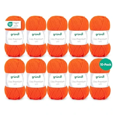 Imagen de Gründl Lisa Premium Bolsa de 10 Ovillos, Acrílico, Naranja, 34 x 30 8.5 cm, 1330