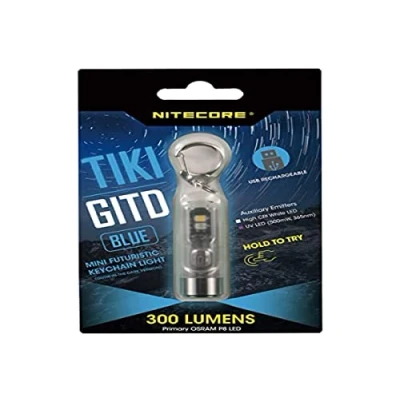 Imagen de Nitecore Tikigitdb Linterna fosforescente, Unisex, Azul, LG : 55mm Dia Tête 14,7mm