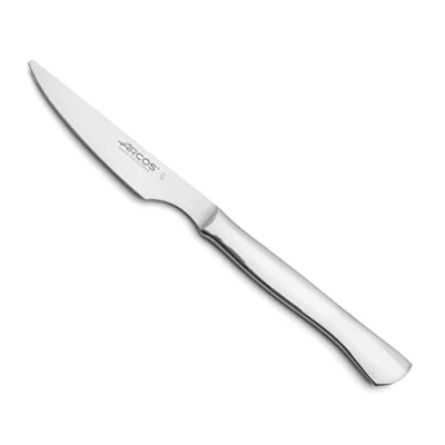 Imagen de Arcos Cuchillos Mesa Cuchillo Carne Monobloque unaola Pieza Acero Inoxidable 4&quot; Herramienta Cortar Asada, chuletas o bistecs Erie Color Plateado
