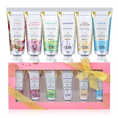 Imagen de Spa Luxetique Set de 6 Cremas Manos Manteca Karité,Con Rápida Absorción y Ultra Hidratación para Secas, Regalo Mujer