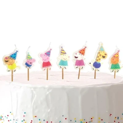 Imagen de Amscan 9918346 Velas de fiesta cumpleaños infantiles Peppa Pig en palillos madera, paquete 7