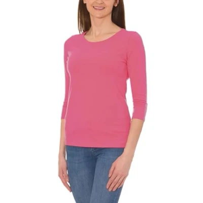 Imagen de Alkato Camiseta con Mangas 3/4 Escote Redondo para Mujer, Rosa Viejo, L