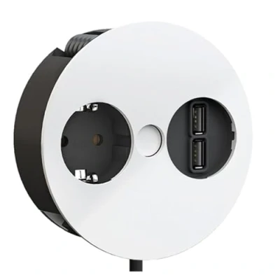 Imagen de Bachmann 931.231 Twist Unidad de Toma Corriente, Enchufe con Puesta a Tierra, 1x Cargador USB, Blanco Mate