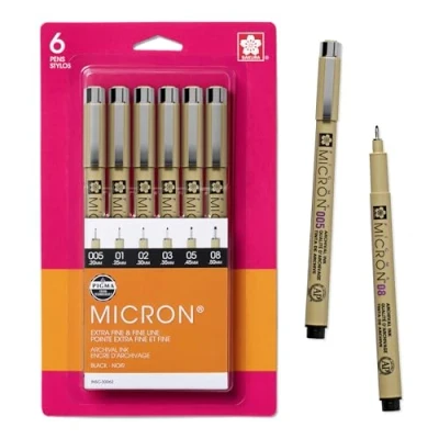 Imagen de SAKURA Pigma Micron Bolígrafos surtidos (6 unidades), color negro