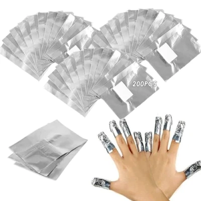 Imagen de 200 Piezas de Papel Aluminio para Quitar Esmalte Uñas, Almohadillas Convenientes Eliminar Uñas Gel Rápidamente
