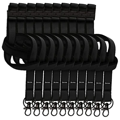 Imagen de TARIFOLD 200527 Pack 10 Cintas Colgantes para Acreeditaciones, Tarjetas de Identificacion, Llavero Doble Accesorio enganche 46cm largo, Negro