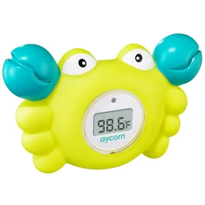Imagen de Aycorn Termometro bañera Bebe y Habitación con alarma de advertencia LED. Sin BPA. Pulsar Listo digital