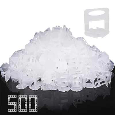 Imagen de Sistema de nivelación azulejos, clips Espaciadores 3 mm (500 piezas) azulejos bricolaje para instalación baldosas cerámica y piedra