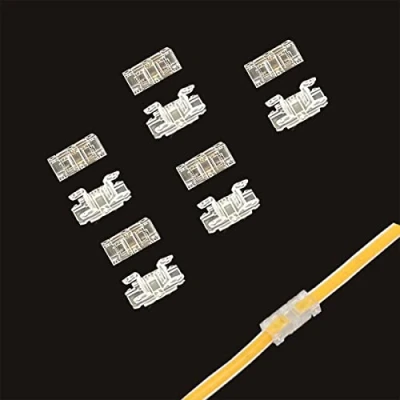 Imagen de Boarda conectores de tira LED COB 5 mm, 2 pines, 10 a cable, conector clic rápido sin soldadura para tiras luces mm (5 clic)