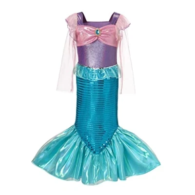Imagen de Lito Angels Disfraz Vestido Sirenita Princesa Ariel Sirena para Niñas Pequeñas Talla 2 3 años, Azul Morado (Número de etiqueta 90)