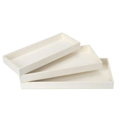 Imagen de Ideen mit Herz Bandejas decorativas de madera, rectangulares, sin mango, diferentes tamaños, natural, beige, 3 unidades