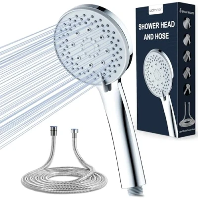 Imagen de dothnix Alcachofa de Ducha Manguera 1,5m, Cabezal Manual Alta Presión 5 Modos, Universal para Sistemas Baja Presión, Ahorro Agua