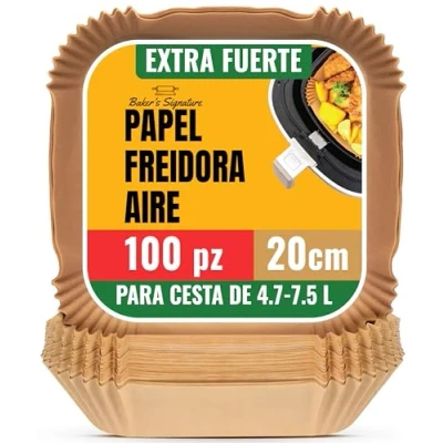 Imagen de Baker&#039;s Signature Papel para Freidora de Aire, 100 Piezas Hojas Cuadradas da Air Fryer 20cm Cestas 5.5 9 L, Horno, Sartenes Cocina Accesorios, Fácil Limpiar