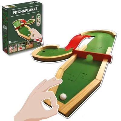 Imagen de Pitch&amp;PLAKKS Juego de Mesa Mini Golf para Niños y Adultos 3 a 99 Años 1 10 Jugadores Madera Juegos Habilidad Creativo Toda la Familia