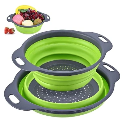 Imagen de Set de 2 coladores plegables silicona, Colador cocina, pasta