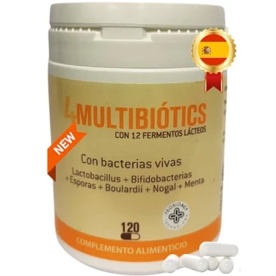 Imagen de DIETÉTICA EUROPEA probioticos intestinales con bacterias VIVAS saccharomyces boulardii 50mg Regula la microbiota y prebioticos lactobacillus acidophilus Fabricado en España