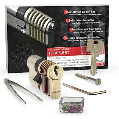 Imagen de MULTIPICK Lockpicking Set [6 pernos incl. Pinning Kit] Juego de Ganzuas Novatos y Profesionales Ganzua cerrajeria profesional arrastre Herramienta para abrir Made in Germany
