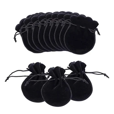 Imagen de NBEADS 200 Bolsas de Terciopelo para Joyería, Pequeñas Tela Calabaza con Cordón, Regalo Joyería Caramelo Fiesta Navidad, Boda, 9 x 7 cm