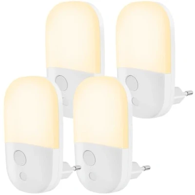 Imagen de CandLuc Luz Nocturna Infantil Enchufe, [4 piezas] con Sensor Crepuscular 3 Niveles de Brillo Quitamiedos para Habitación Bebé, Pasillos, Dormitorio, Baños