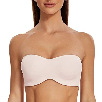 Imagen de MELENECA Sujetador con Aros sin Relleno Reductor Tirantes Bandeau para Mujer Rosa Claro 90C