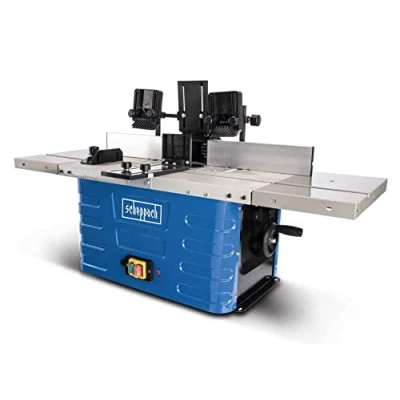 Imagen de Scheppach Fresadora de mesa HF60, 230 V, 1500 W, pinzas sujeción 6/8/12 mm, altura máx. 40 regulación velocidad variable 11500 hasta 24000 min 1, incluye ampliadores