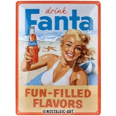Imagen de Nostalgic Art Cartel de chapa retro, Fanta Beach Girl Idea regalo como accesorio bar, metálico, Diseño vintage para decoración, 30 x 40 cm