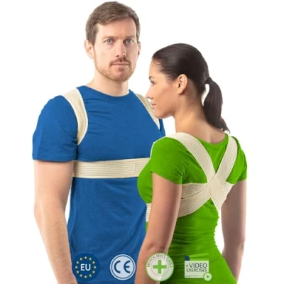 Imagen de aHeal Corrector postura espalda Hombre/Mujer de Espalderas Cifosis Corset recta Faja postural cervical Talla 2 Piel