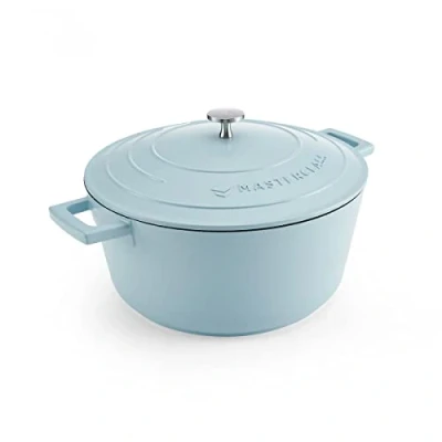Imagen de MasterClass Cacerola grande con tapa de 5 l/28 cm, aluminio fundido ligero, apto para inducción, horno y horno, color azul cielo