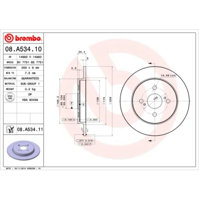 Imagen de Disco de freno BREMBO 08.A534.11