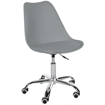 Imagen de CLP Taburete de Trabajo Laflin I Asiento tapizado con Funda Polipiel Silla Ruedas, Regulable en Altura y giratoria, Color:Gris