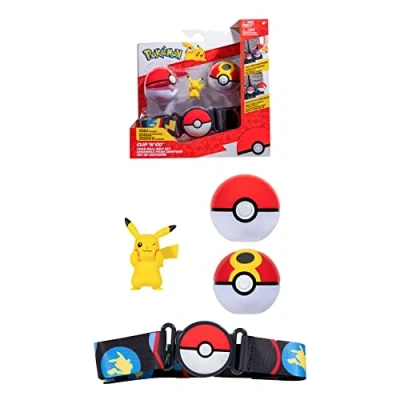 Imagen de Bandai Pokémon Clip &#039;N&#039; Go 1 Ceinture, Poké Repeat Ball et Figurine 5 cm Pikachu POK Cinturón Wave 11, Caricatura, Color 2, Medium (JW2720)