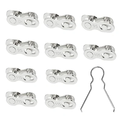 Imagen de 11 Piezas Bicicleta Cadena de Enlace Rápido, Bicicleta, Velocidades Conector Cadena, Acero Plateado, Utilizado para Accesorios Bicicleta.