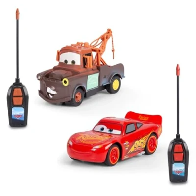 Imagen de Jada Toys Cars RC Autos Lightning Mcqueen &amp; Hook (Mater) de Disney Pixar 2 Coches teledirigidos a Partir 4 años, Single Drive Twin Set para niños, máx. 6 km/h, Cada uno 14 cm