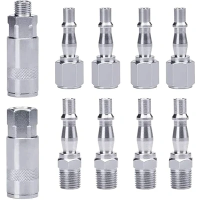 Imagen de 10 piezas Acoplador de Aire 1/4&quot; BSP Acoplamiento Rapido Conector Hembra y Macho Herramienta Línea para Mangueras Neumáticas