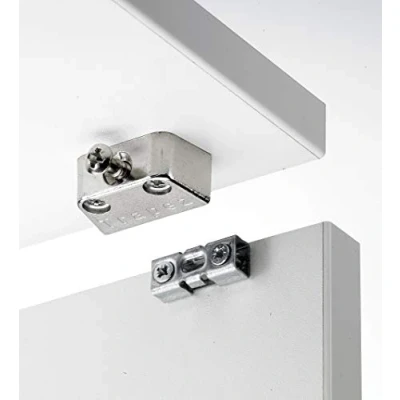 Imagen de Hettich 89355 Herraje de conexión atornillable Trapezoidal, 15,8 x 40 20,5 mm, Zinc Fundido a presión, niquelado, 16 Unidades