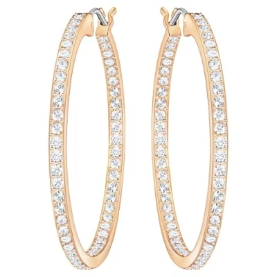 Imagen de Swarovski Pendientes de aro Sommerset para mujer, color blanco, chapados en oro rosa, 5528459, talla única, Metal, Sin piedra preciosa
