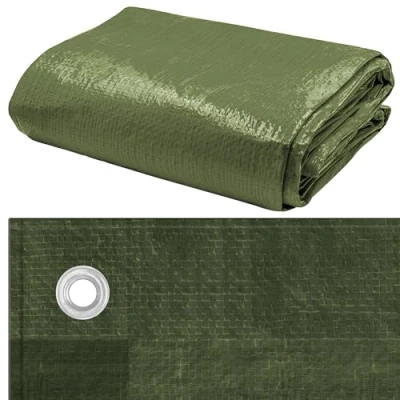Imagen de Lona Tejida con Ojales Reforzados, Cubierta Protectora, de construcción, Impermeable, Resistente a desgarros UV, Multiuso, para Exteriores y jardín, Robusta (Verde 90 g/m², 6x8 m)