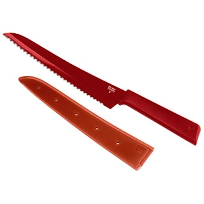 Imagen de KUHN RIKON, Cuchillo de PAN antiadherente con funda seguridad Colori +, 32.5 cm, Rojo