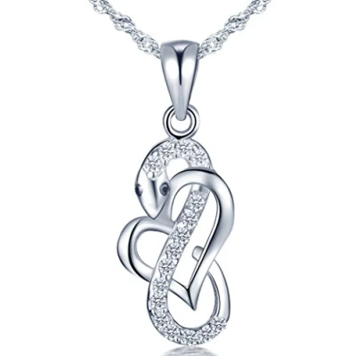 Imagen de Infinito U Collares Mujer de Plata ley 925 Colgante Serpiente Corazón con Diamante Collar para Mujeres Chicas Cadena 45 cm, Idea Regalo