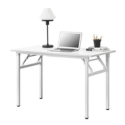 Imagen de Neuhaus Mesa extraíble de diseño 120 x 60 cm Altura Ajustable 75 76,4 Ahorra Espacio Plegable pequeña Aglomerado Blanca con Patas Blancas