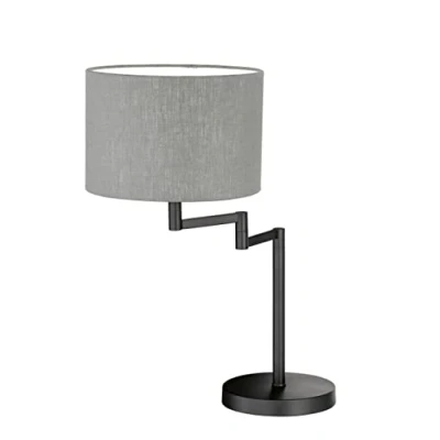 Imagen de FISCHER &amp; HONSEL Lámpara de mesa Rota con pantalla lino gris