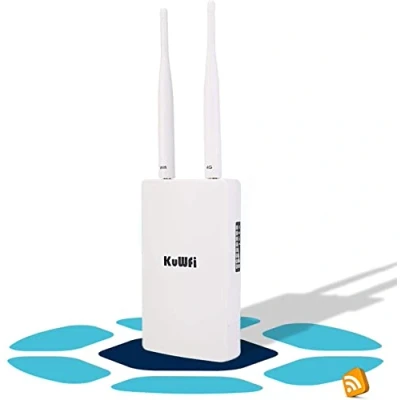 Imagen de KuWFi Router 4G SIM, LTE WiFi 300 Mbps, Puerto Ethernet LAN/WAN, Cobertura Exterior con 2 Antenas extraíbles, Funciona Simyo Vodafone Jazztel telefónica