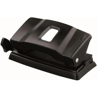 Imagen de Maped Perforadora de Papel Essentials Metal 10/12 Hojas con 2 Agujeros Agujeador Regleta Multi Formatos Tapa para Vaciar Confetis Distancia 80 mm entre Anillas Color Negro
