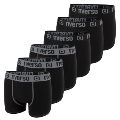 Imagen de riverso RIVOle Calzoncillos tipo bóxer para hombre, paquete de 6 unidades, estilo retro, elásticos, color negro, gris, azul, blanco, verde, rojo, naranja, amarillo, S, M, L, XL, XXL, 3XL, 4XL, 5XL,